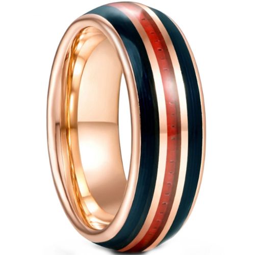 **COI Rose Tungsten Carbide Wood Dome Court Ring-8878DD