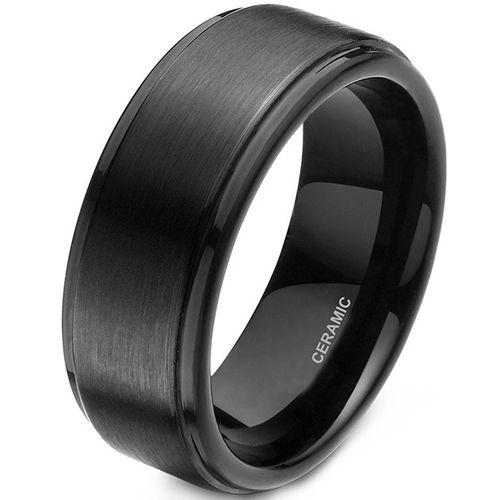 **COI Black Ceramic Step Edges Ring-9343