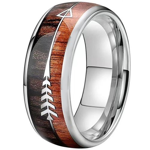 **COI Tungsten Carbide Wood & Arrows Dome Court Ring-9732DD