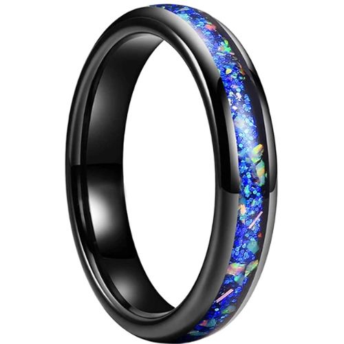 **COI Tungsten Carbide Black/Gold Tone/Rose/Silver Crushed Opal Dome Court Ring-9837DD