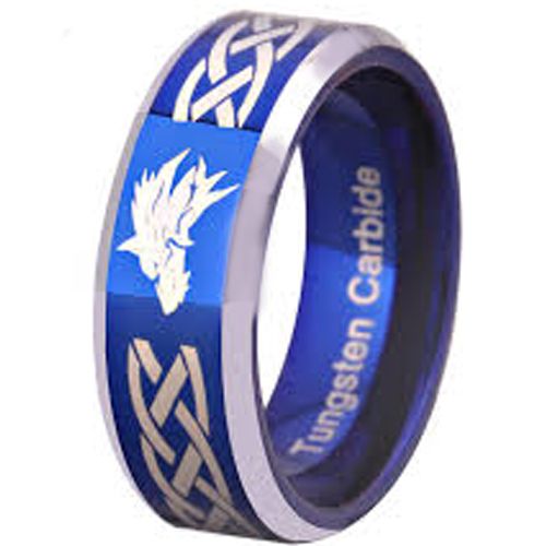 *COI Tungsten Carbide Wolf Celtic Beveled Edges Ring-TG2089CC