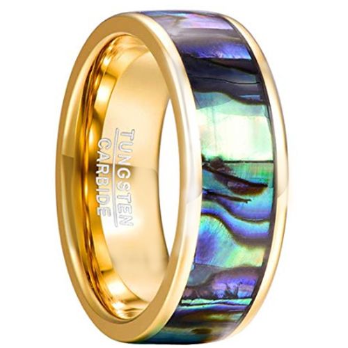 COI Gold Tone Tungsten Carbide Abalone Shell Ring-TG2191CC