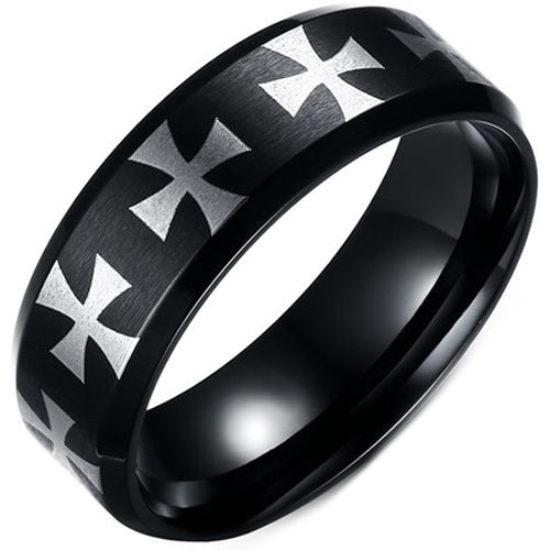 COI Tungsten Carbide Cross Beveled Edges Ring - TG2910BB