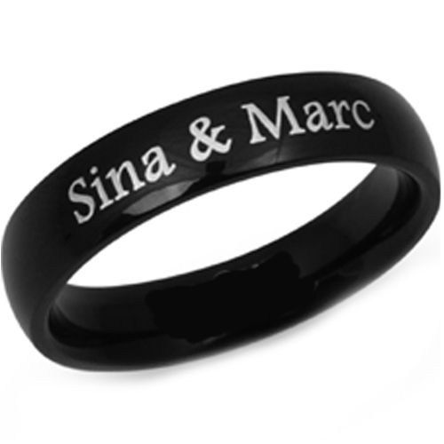 COI Black Tungsten Carbide Ring With Custom Names Engraving - TG2934