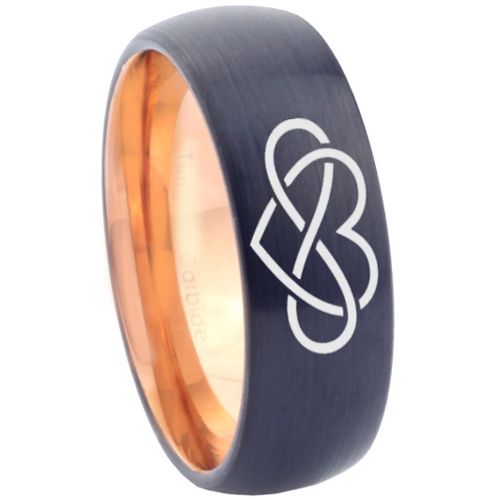 *COI Tungsten Carbide Black Rose Infinity Heart Ring - TG3374C