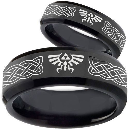 COI Black Tungsten Carbide Legend Zelda Ring-TG3561BB