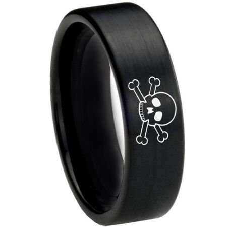 COI Black Tungsten Carbide Skull Dome Court Ring-TG3726CC