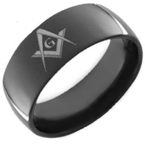 *COI Black Tungsten Carbide Masonic Dome Court Ring - TG383AA