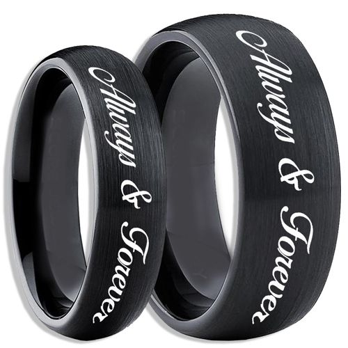 COI Black Tungsten Carbide Always & Forever Ring-TG4083CC