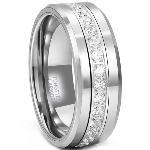 *COI Tungsten Carbide Cubic Zirconia Beveled Edges Ring-TG4664BB