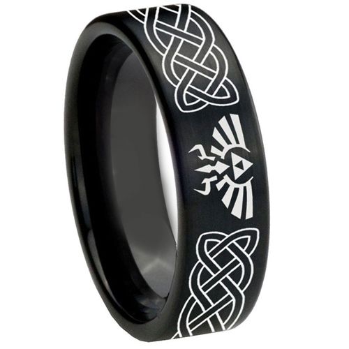 COI Black Tungsten Carbide Legend Zelda Dome Court Ring - TG4680