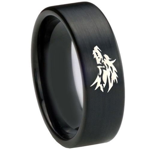 *COI Black Tungsten Carbide Wolf Dome Court Ring - TG4688CC