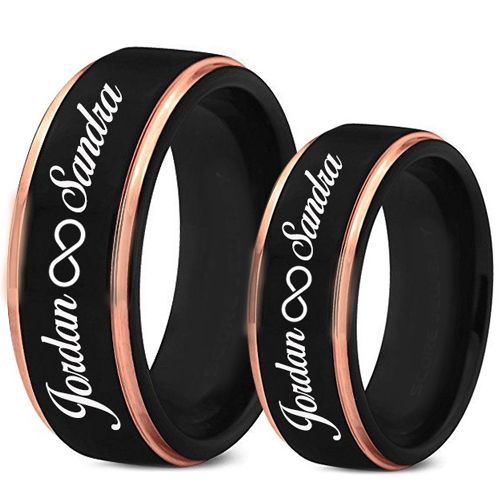 COI Tungsten Carbide Black Rose Custom Names Engraving Ring-TG5018