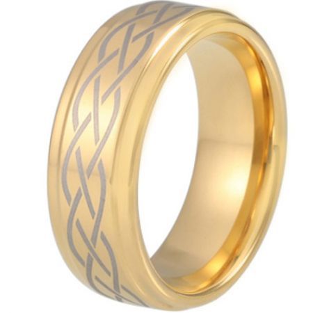 COI Gold Tone Tungsten Carbide Celtic Step Edges Ring-TG5212