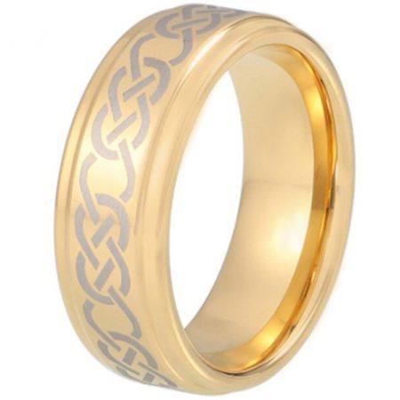 COI Gold Tone Tungsten Carbide Celtic Step Edges Ring-TG5213