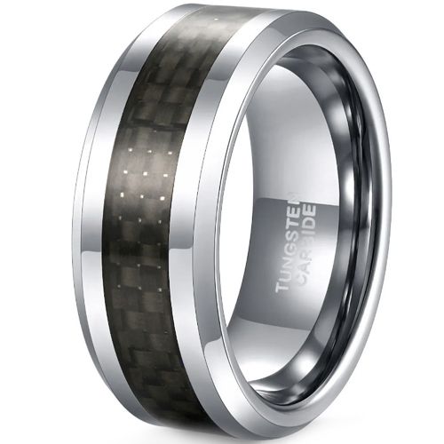 COI Tungsten Carbide Ring With Black Carbon Fiber-TG628