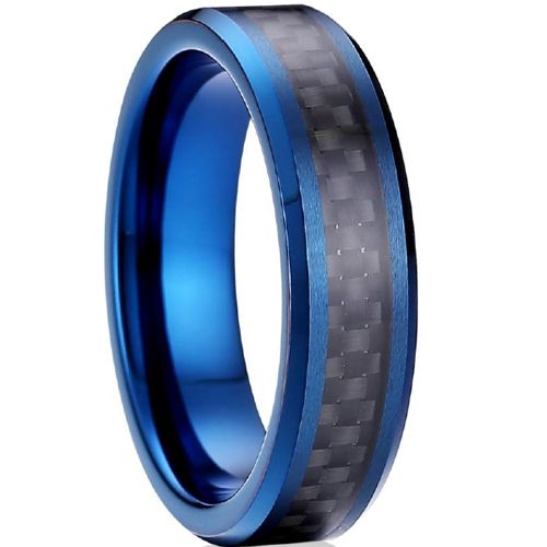 COI Blue Tungsten Carbide Black Carbon Fiber Ring-TG4120A