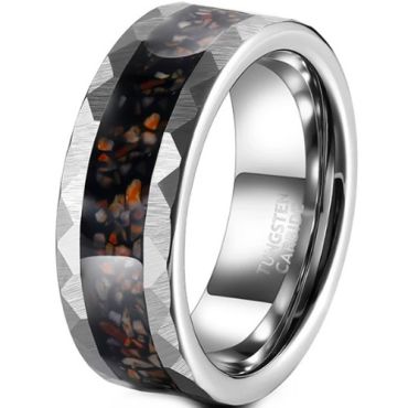 ***COI Tungsten Carbide Faceted Ring With Dinosaur Bone-01444DD