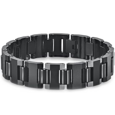 ***COI Black Tungsten Carbide Bracelet With Steel Clasp(Length: 8.27 inches)-01473DD