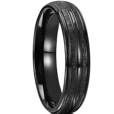 ***COI Tungsten Carbide Black/Gold Tone Sandblasted Ring-01548DD