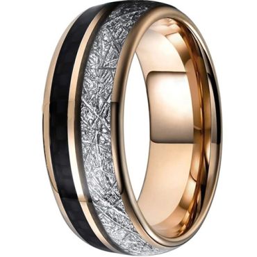 ****COI Rose Tungsten Carbide Carbon Fiber & Meteorite Dome Court Ring-02080DD