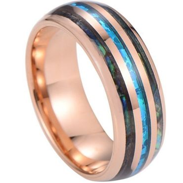 ****COI Rose Tungsten Carbide Crushed Opal & Abalone Shell Dome Court Ring-02081DD