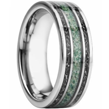 ****COI Tungsten Carbide Gold Tone/Silver Ring With Deer Antler & Meteorite-02257DD