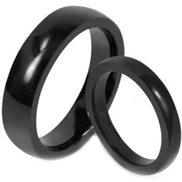 *COI Black Tungsten Carbide Dome Court Ring-TG1619