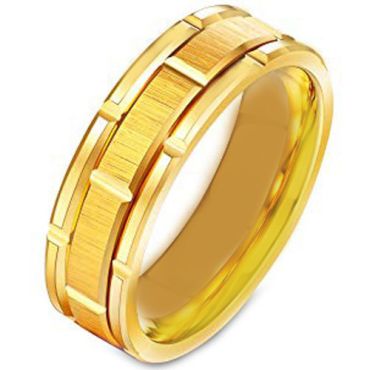 COI Gold Tone Tungsten Carbide Brick Pattern Ring-TG231B