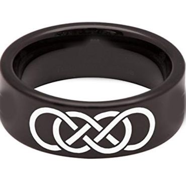 COI Black Tungsten Carbide Double Infinity Dome Court Ring-TG2502