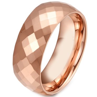 COI Rose Tungsten Carbide Faceted Wedding Band Ring-TG281A