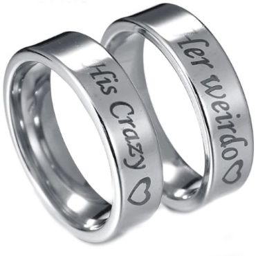 COI Tungsten Carbide His Crazy Her Weirdo Dome Court Ring-TG3071AA