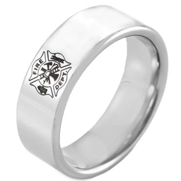 COI Tungsten Carbide Fire Fighter Pipe Cut Flat Ring - TG3088