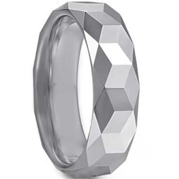 COI Tungsten Carbide Faceted Wedding Band Ring - TG3363B