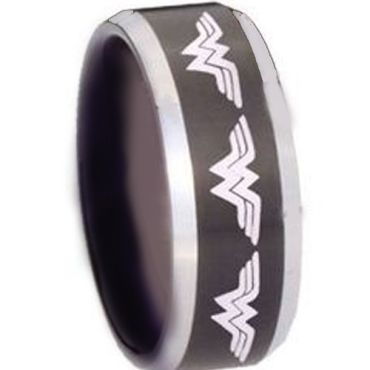 *COI Tungsten Carbide Wonder Women Beveled Edges Ring-TG3379
