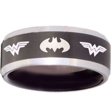 *COI Tungsten Carbide Bat Man & Wonder Women Ring-TG3683