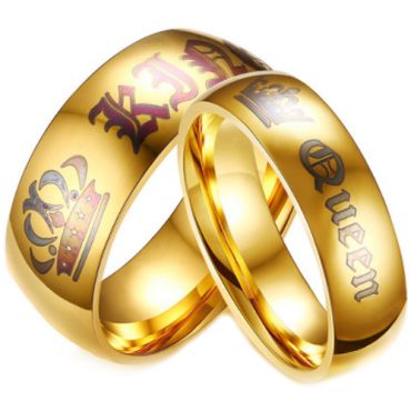 *COI Gold Tone Tungsten Carbide King Queen Crown Ring-TG4054AA