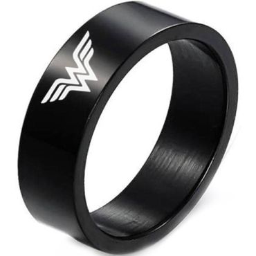 COI Tungsten Carbide Black/Gold Tone/Silver Wonder Women Pipe Cut Flat Ring - TG4430