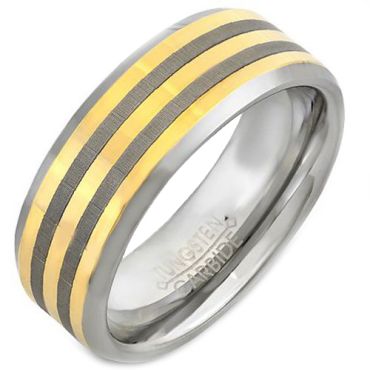 COI Tungsten Carbide Double Lines Beveled Edges Ring-TG4471