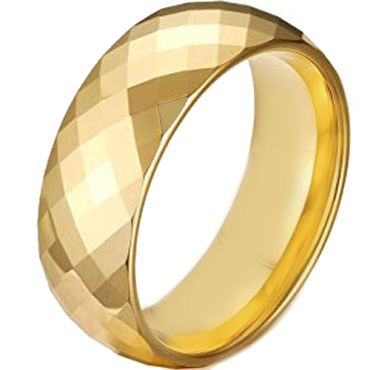 COI Gold Tone Tungsten Carbide Faceted Wedding Band Ring-TG4490