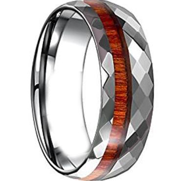 COI Tungsten Carbide Faceted Ring With Wood - TG4646AA