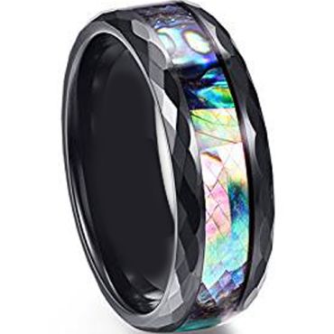 COI Tungsten Carbide Faceted Abalone Shell Ring - TG4734