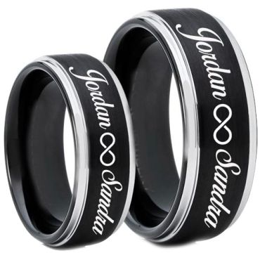 COI Tungsten Carbide Ring With Custom Names Engraving-TG5013