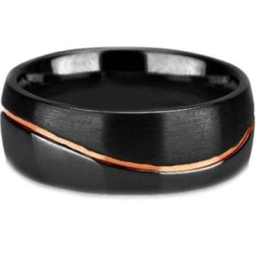 COI Black Tungsten Carbide Gold Tone Groove Ring-TG5108