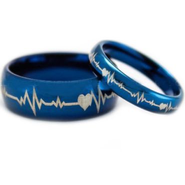 *COI Blue Tungsten Carbide Heartbeat & Heart Ring-TG5203