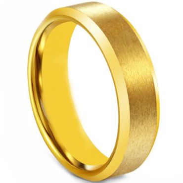 *COI Gold Tone Tungsten Carbide 4mm Beveled Edges Ring-5266