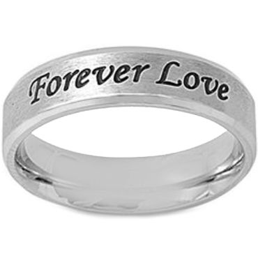 *COI Tungsten Carbide Forever Love Beveled Edges Ring-5419