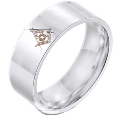 *COI Tungsten Carbide Masonic Pipe Cut Flat Ring-6025
