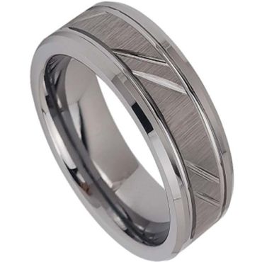 **COI Tungsten Carbide Diagonal Double Grooves Ring-7290BB