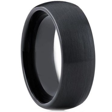 **COI Black Tungsten Carbide 6mm-8mm Brushed Dome Court Ring-7464
